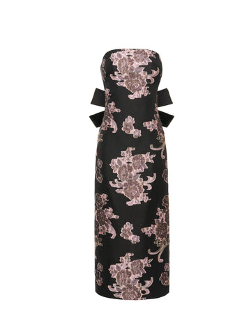 LOIS MIDI DRESS BLACK/PINK NOVELTY