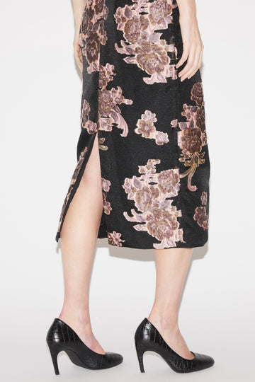 LOIS MIDI DRESS BLACK/PINK NOVELTY
