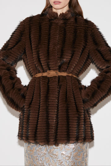 AMY JACKET BROWN FAUX FUR