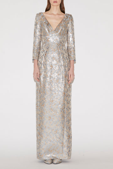 TARA GOWN BLUE JACQUARD