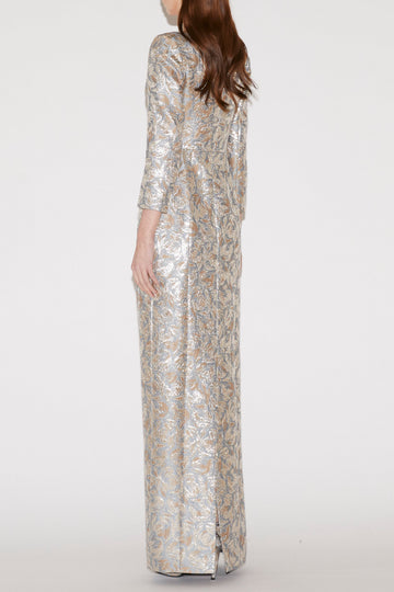 TARA GOWN BLUE JACQUARD