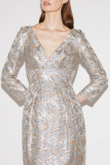 TARA GOWN BLUE JACQUARD
