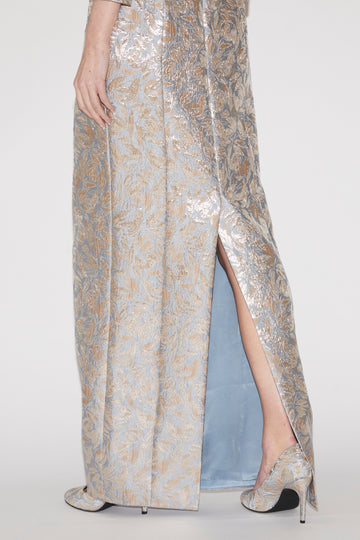 TARA GOWN BLUE JACQUARD