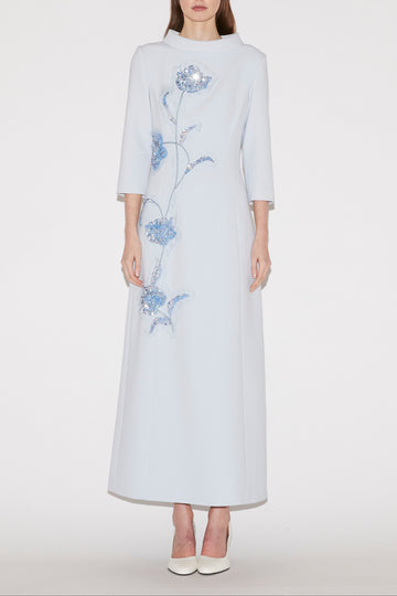 BRIANNA MIDI DRESS BLUE CREPE
