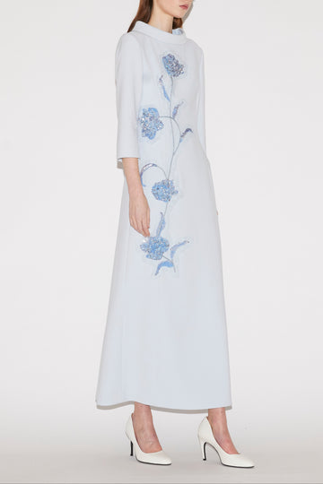BRIANNA MIDI DRESS BLUE CREPE