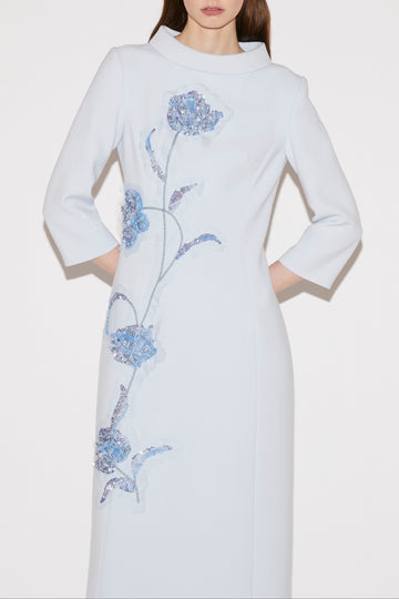 BRIANNA MIDI DRESS BLUE CREPE