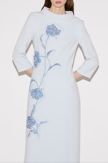 BRIANNA FULL LENGTH DRESS BLUE CREPE