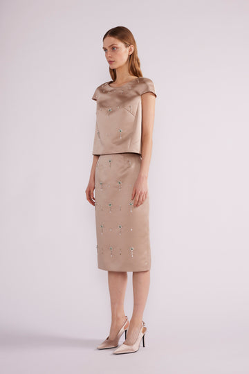 VANIA MIDI SKIRT PALE BROWN *PRE-ORDER*