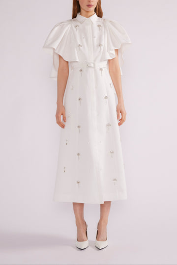 MAIRA MIDI DRESS WHITE JAPANESE FAILLE