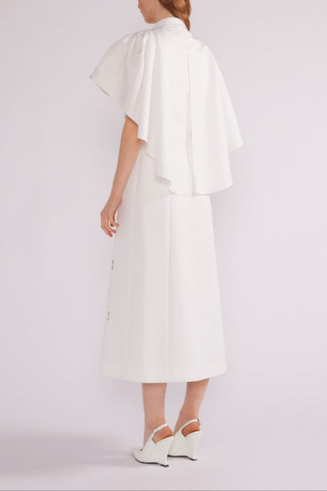 MAIRA MIDI DRESS WHITE JAPANESE FAILLE