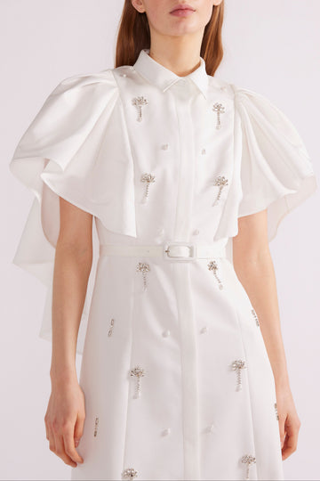 MAIRA MIDI DRESS WHITE JAPANESE FAILLE