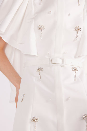 MAIRA MIDI DRESS WHITE JAPANESE FAILLE