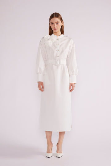 ADA MIDI DRESS WHITE JAPANESE FAILLE *PRE-ORDER*