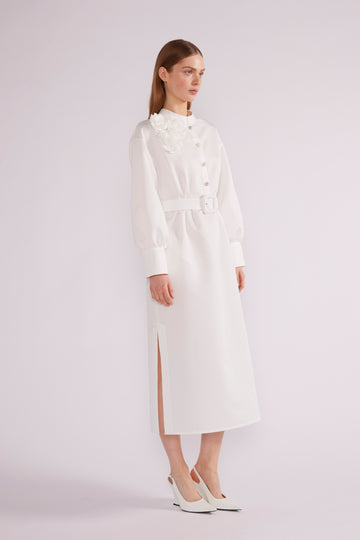 ADA MIDI DRESS WHITE JAPANESE FAILLE *PRE-ORDER*