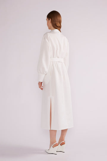 ADA MIDI DRESS WHITE JAPANESE FAILLE *PRE-ORDER*