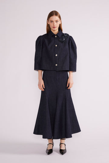 ELLEN MIDI SKIRT 3D DENIM INDIGO - COMING SOON