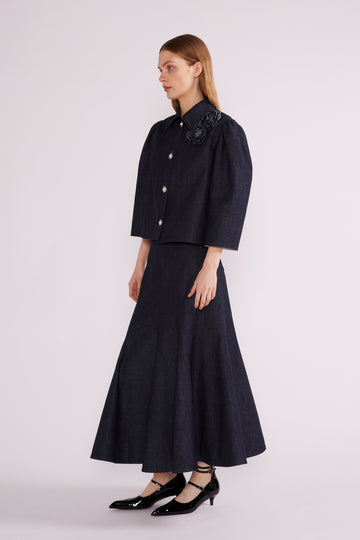 ELLEN MIDI SKIRT 3D DENIM INDIGO - COMING SOON