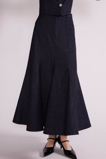 ELLEN MIDI SKIRT 3D DENIM INDIGO - COMING SOON