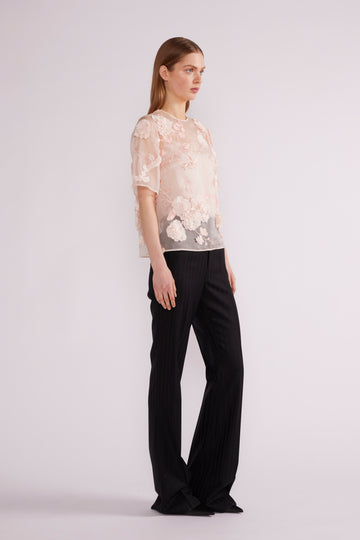ASIA TOP PINK FLOWER EMBROIDERED ORGANZA *PRE-ORDER*