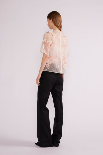 ASIA TOP PINK FLOWER EMBROIDERED ORGANZA *PRE-ORDER*