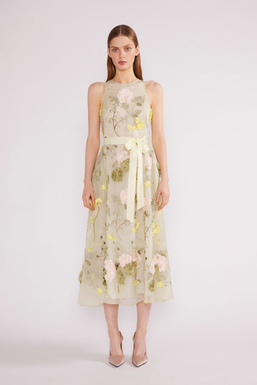 FLEUR MIDI DRESS MULTI FLOWER EMBROIDERED ORGANZA *PRE-ORDER*