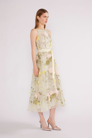 FLEUR MIDI DRESS MULTI FLOWER EMBROIDERED ORGANZA *PRE-ORDER*