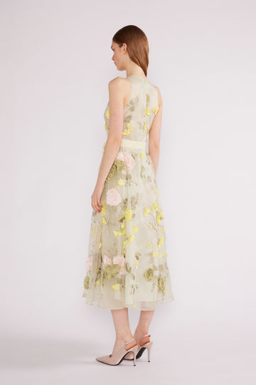 FLEUR MIDI DRESS MULTI FLOWER EMBROIDERED ORGANZA *PRE-ORDER*