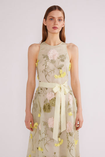 FLEUR MIDI DRESS MULTI FLOWER EMBROIDERED ORGANZA *PRE-ORDER*