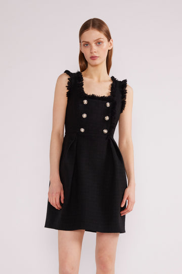IRIS MINI DRESS BLACK LIGHTWEIGHT TWEED *PRE-ORDER*
