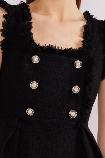IRIS MINI DRESS BLACK LIGHTWEIGHT TWEED *PRE-ORDER*