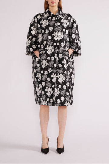 ARIA COAT BLACK/WHITE JACQUARD