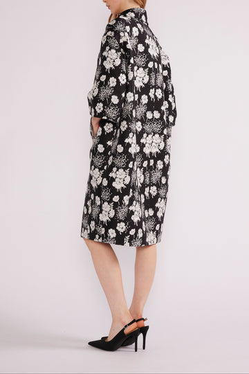 ARIA COAT BLACK/WHITE JACQUARD