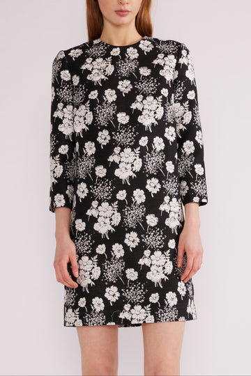 CARLOTTA MINI DRESS BLACK/WHITE JACQUARD