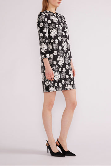 CARLOTTA MINI DRESS BLACK/WHITE JACQUARD