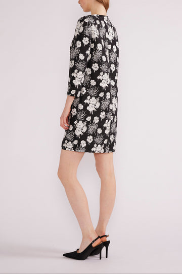 CARLOTTA MINI DRESS BLACK/WHITE JACQUARD