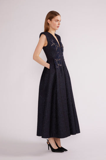 KYLE MIDI DRESS BLACK CLOQUE *PRE-ORDER*