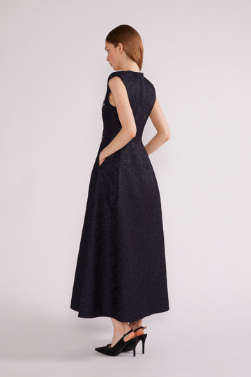 KYLE MIDI DRESS BLACK CLOQUE *PRE-ORDER*