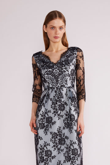 LINA DRESS BLACK/PALE BLUE LACE DOUCHESSE *PRE-ORDER*