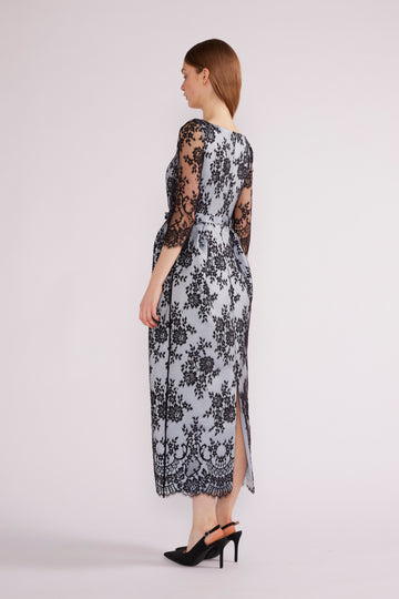 LINA DRESS BLACK/PALE BLUE LACE DOUCHESSE *PRE-ORDER*