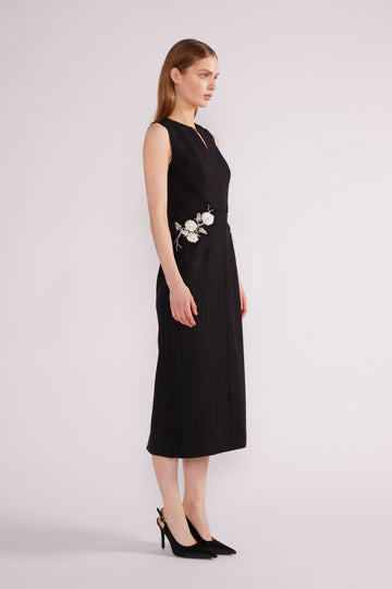 LUMI MIDI DRESS BLACK NOVELTY TAILORING *PRE-ORDER*