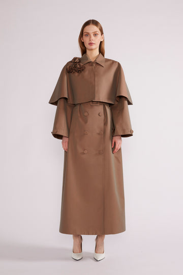 EDEN COAT BROWN NOVELTY TRENCH *PRE-ORDER*