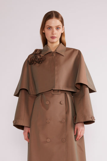 EDEN COAT BROWN NOVELTY TRENCH *PRE-ORDER*