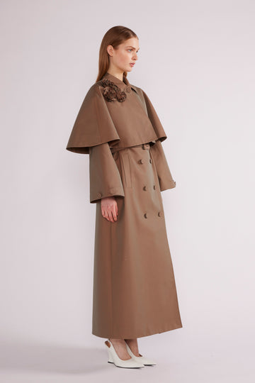 EDEN COAT BROWN NOVELTY TRENCH *PRE-ORDER*