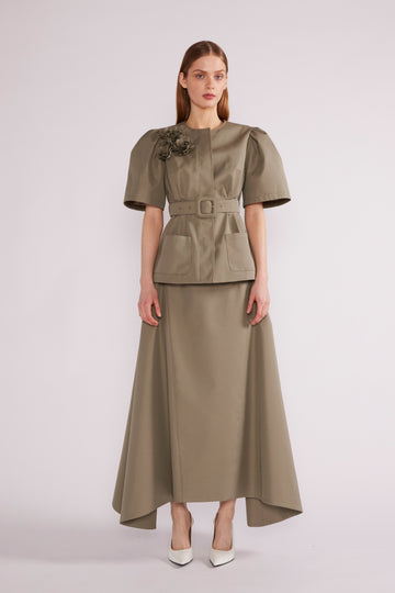 CLEO MIDI SKIRT SAGE GREEN NOVELTY TRENCH *PRE-ORDER*