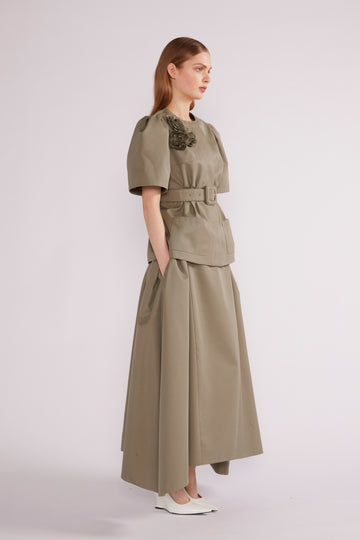 CLEO MIDI SKIRT SAGE GREEN NOVELTY TRENCH *PRE-ORDER*