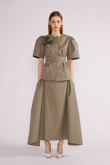 CLEO MIDI SKIRT SAGE GREEN NOVELTY TRENCH *PRE-ORDER*