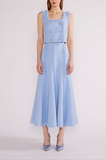 LARA TOP  SKY BLUE LIGHTWEIGHT TWEED