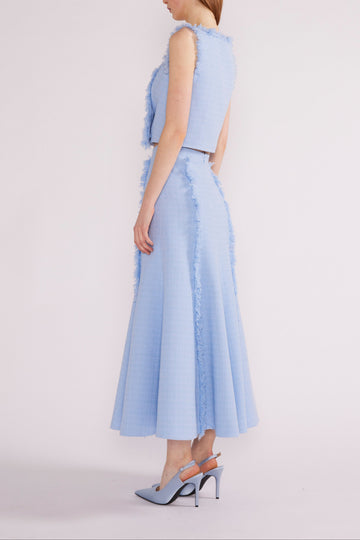 LARA TOP  SKY BLUE LIGHTWEIGHT TWEED