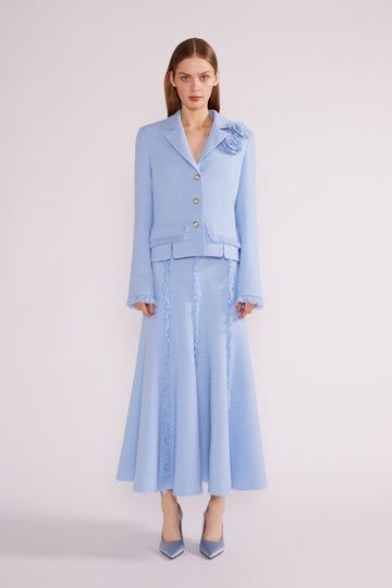 ELLEN MIDI SKIRT SKY BLUE LIGHTWEIGHT TWEED *PRE-ORDER*