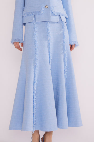 ELLEN MIDI SKIRT SKY BLUE LIGHTWEIGHT TWEED *PRE-ORDER*